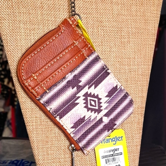 Designer Wrangler Western Boho Black and White Card Holder Keychain Wristlet - Picture 1 of 8